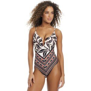 Bar Iii Women's Resort Daze V-Wire One-Piece Swimsuit Ivory M NWT